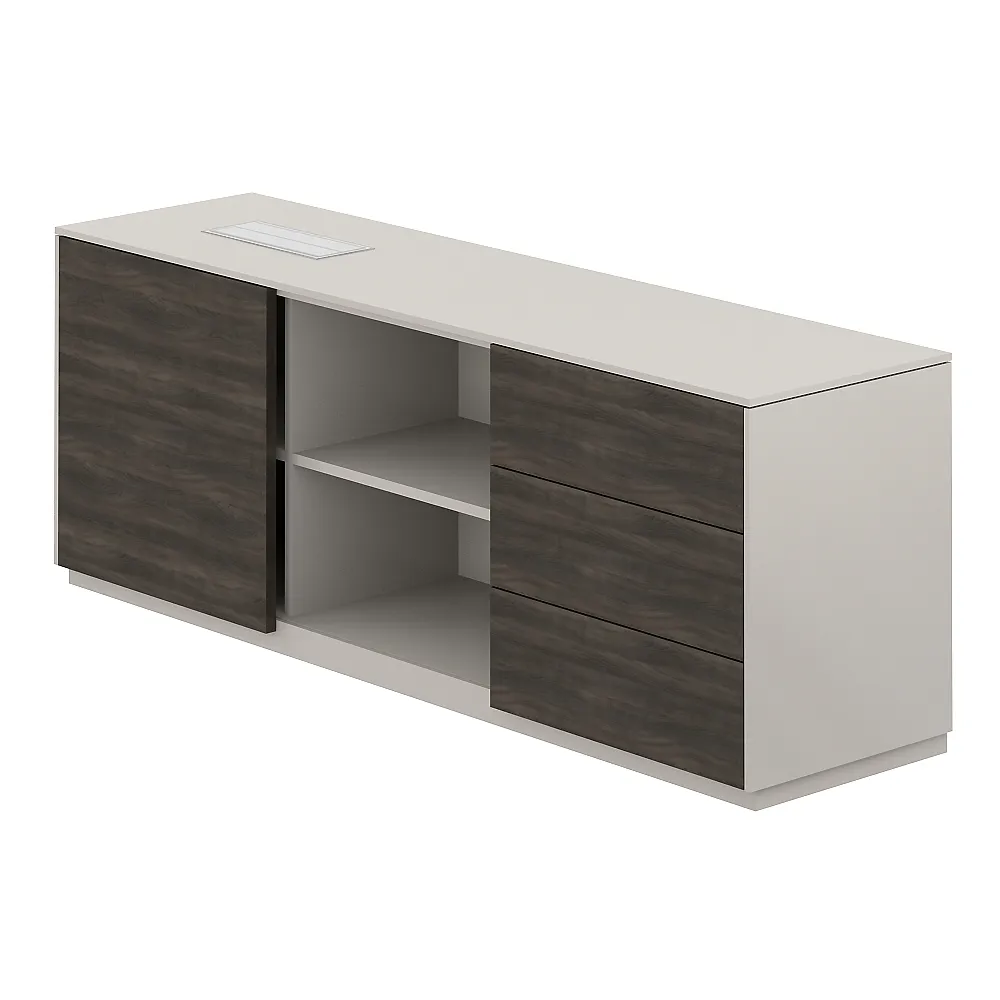 Тумба опорная правая, обвязка серый камень, фасады бренсон трюфель, Atlas NZ-0221.GS.BT.R