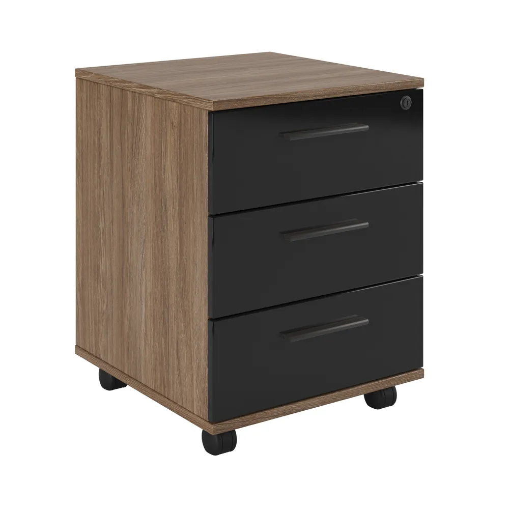 Тумба подкатная с 3 ящиками Asti AST33931343 (дуб/черный)