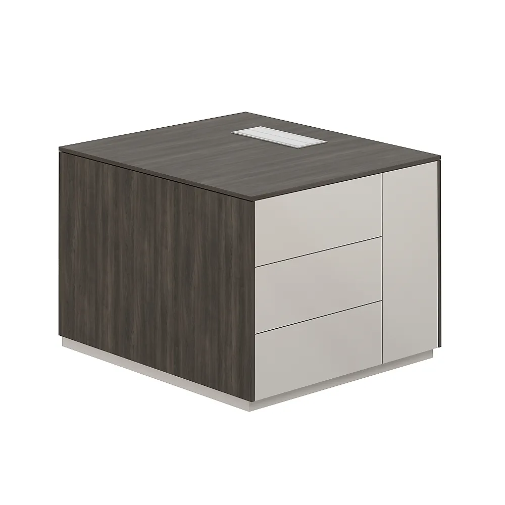 Тумба опорная правая, обвязка бренсон трюфель, фасады серый камень, Atlas NZ-0212.BT.GS.R