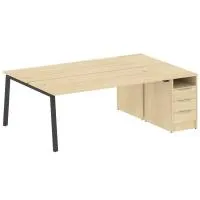 Рабочая станция на А-образном м/к с опорной тумбой Metal System БА.РС-СТП-2.5