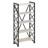 Стеллаж на колесных опорах - 5 полки VR.L-MST.K-5.8 (денвер светлый/черный)