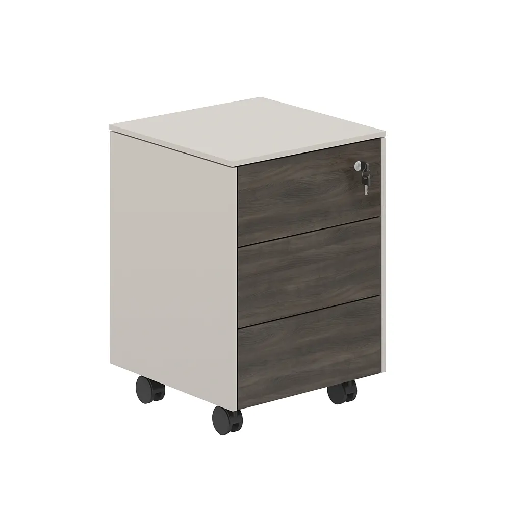 Тумба мобильная, обвязка серый камень, фасады бренсон трюфель Atlas NZ-0224.GS.BT