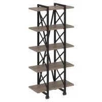 Стеллаж на колесных опорах - 5 полки VR.L-MST.K-5.4V (тиквуд темный/черный)