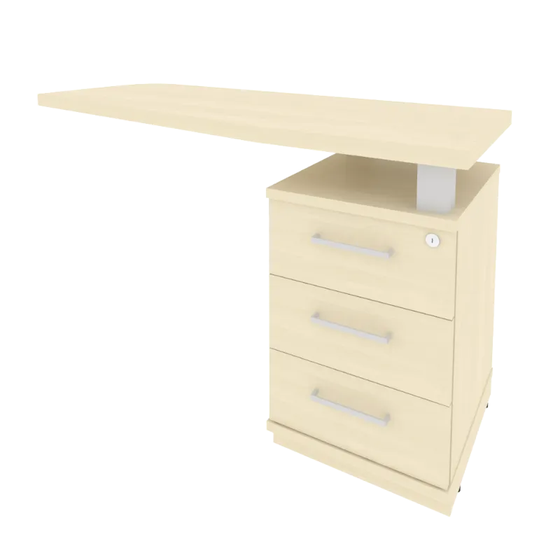 Тумба приставная с топом для криволинейного стола правая First KTP-2(R) (клён)