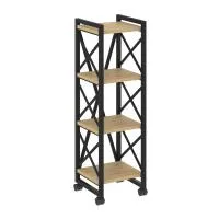 Стеллаж на колесных опорах - 4 полки VR.L-MST.K-4.4 (тиквуд светлый/черный)