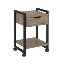 Тумба на колесных опорах с ящиком и полкой VR.L-T1.K (тиквуд темный/черный)