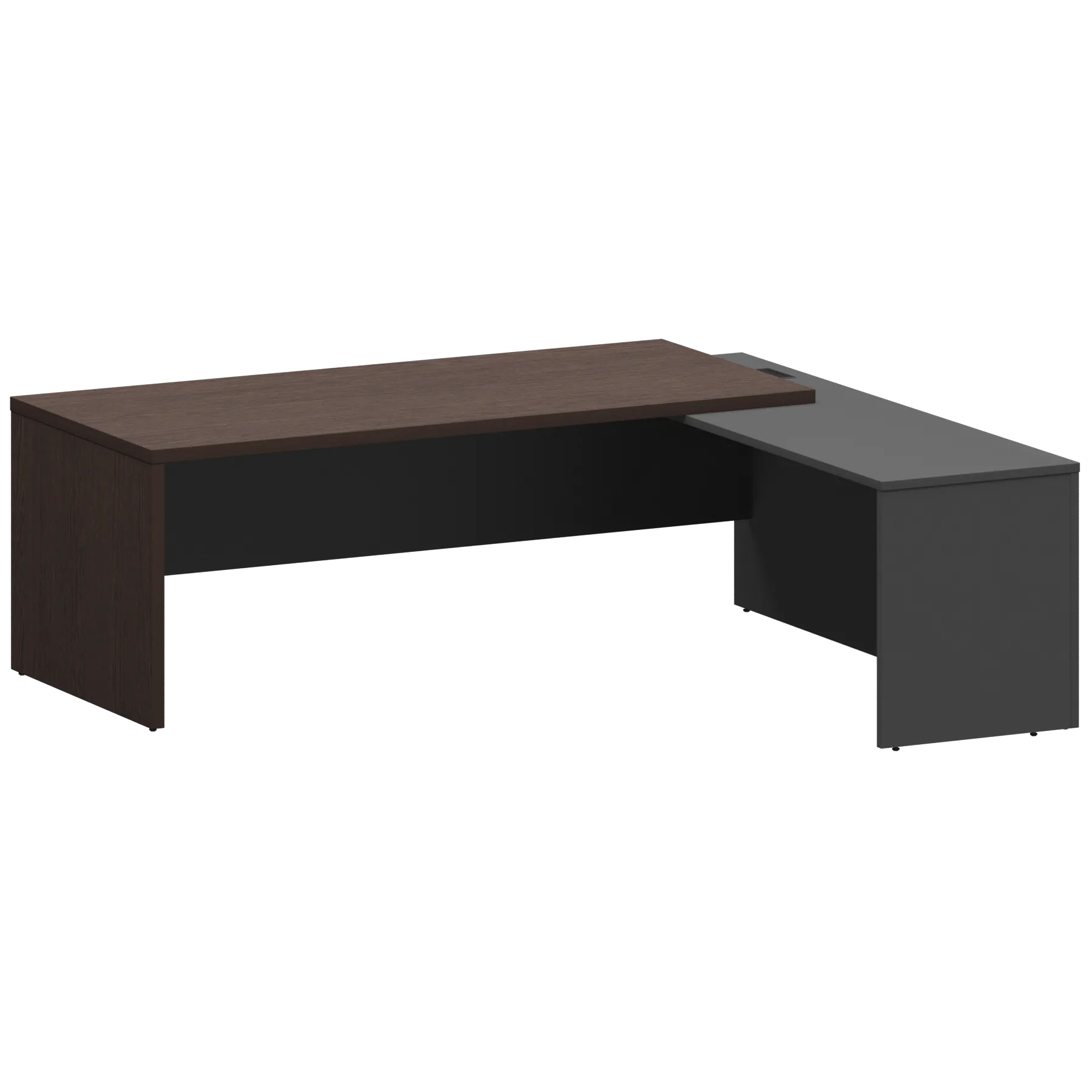 КОРТЕЗ Стол руководителя правый KZP-22R Дуб венге/Графит 2200x2000x750
