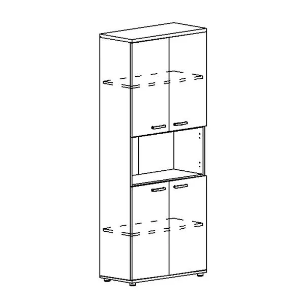Шкаф для документов 4-дверный с открытой нишей A4 9374