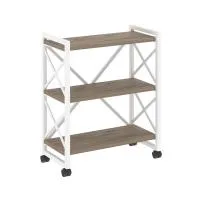 Стеллаж на колесных опорах - 3 полки VR.L-MST.K-3.8 (тиквуд темный/белый)