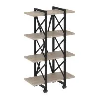 Стеллаж на колесных опорах - 4 полки VR.L-MST.K-4.4V (дуб аттик/черный)