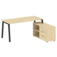 Рабочая станция на А-образном м/к с опорной тумбой правая Metal System БА.РС-СТС-2.4 Пр