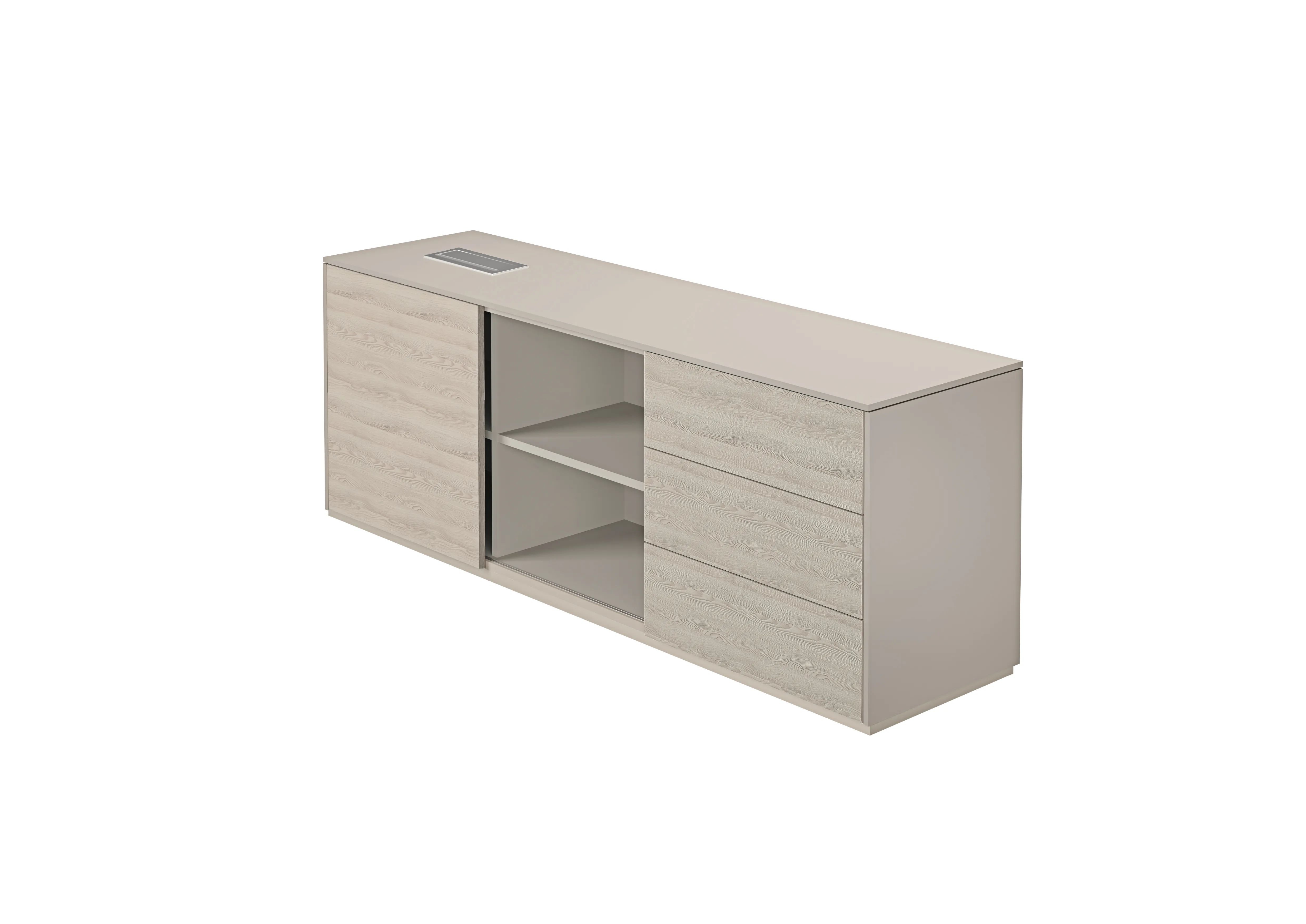 Тумба опорная правая, обвязка серый камень, фасады ясень наварра, Atlas NZ-0221.GS.YN.R