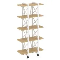 Стеллаж на колесных опорах - 5 полки VR.L-MST.K-5.4V (тиквуд светлый/белый)