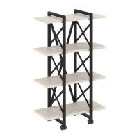 Стеллаж на колесных опорах - 4 полки VR.L-MST.K-4.4V (денвер светлый/черный)