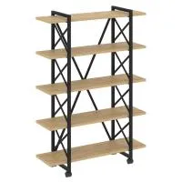 Стеллаж на колесных опорах - 5 полки VR.L-MST.K-5.8V (тиквуд светлый/черный)