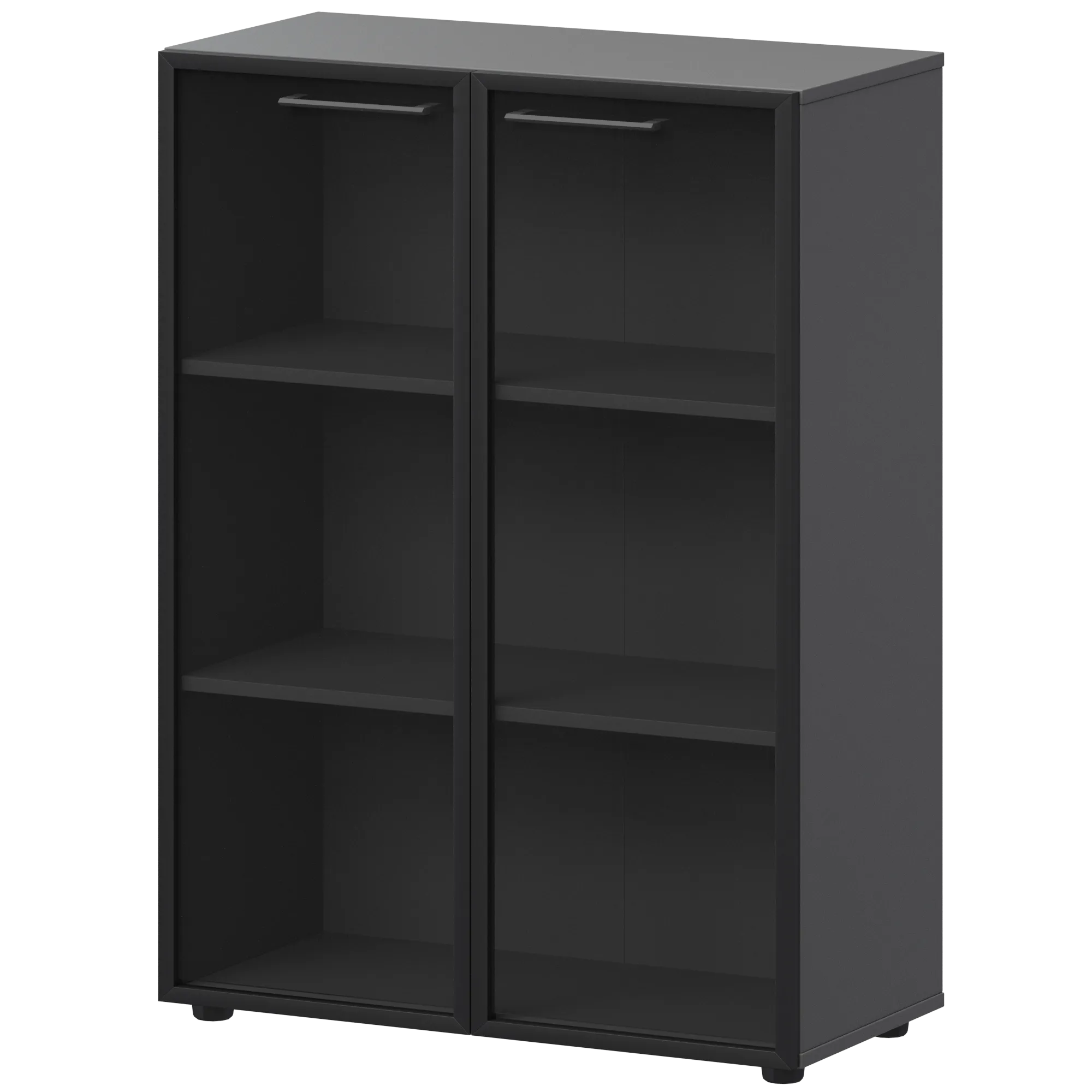 КОРТЕЗ Шкаф средний со стеклом в ал. рамке СМШ38RS Графит 792x382x1189