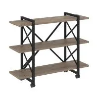 Стеллаж на колесных опорах - 3 полки VR.L-MST.K-3.8V (тиквуд темный/черный)