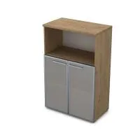 Шкаф средний со стеклянными дверями в алюминиевой раме на 2 полки Gloss 9Ш.017.5