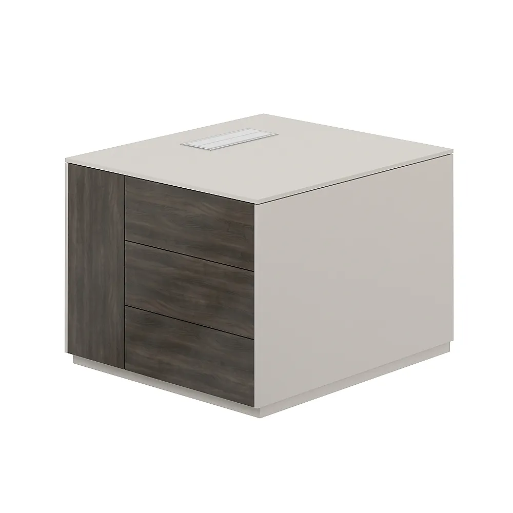 Тумба опорная левая, обвязка серый камень, фасады бренсон трюфель, Atlas NZ-0222.GS.BT.L