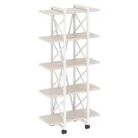 Стеллаж на колесных опорах - 5 полки VR.L-MST.K-5.4V (денвер светлый/белый)