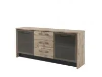 Тумба 2 стеклянными дверьми в профиле и 3 ящиками Торстон Т-13-05