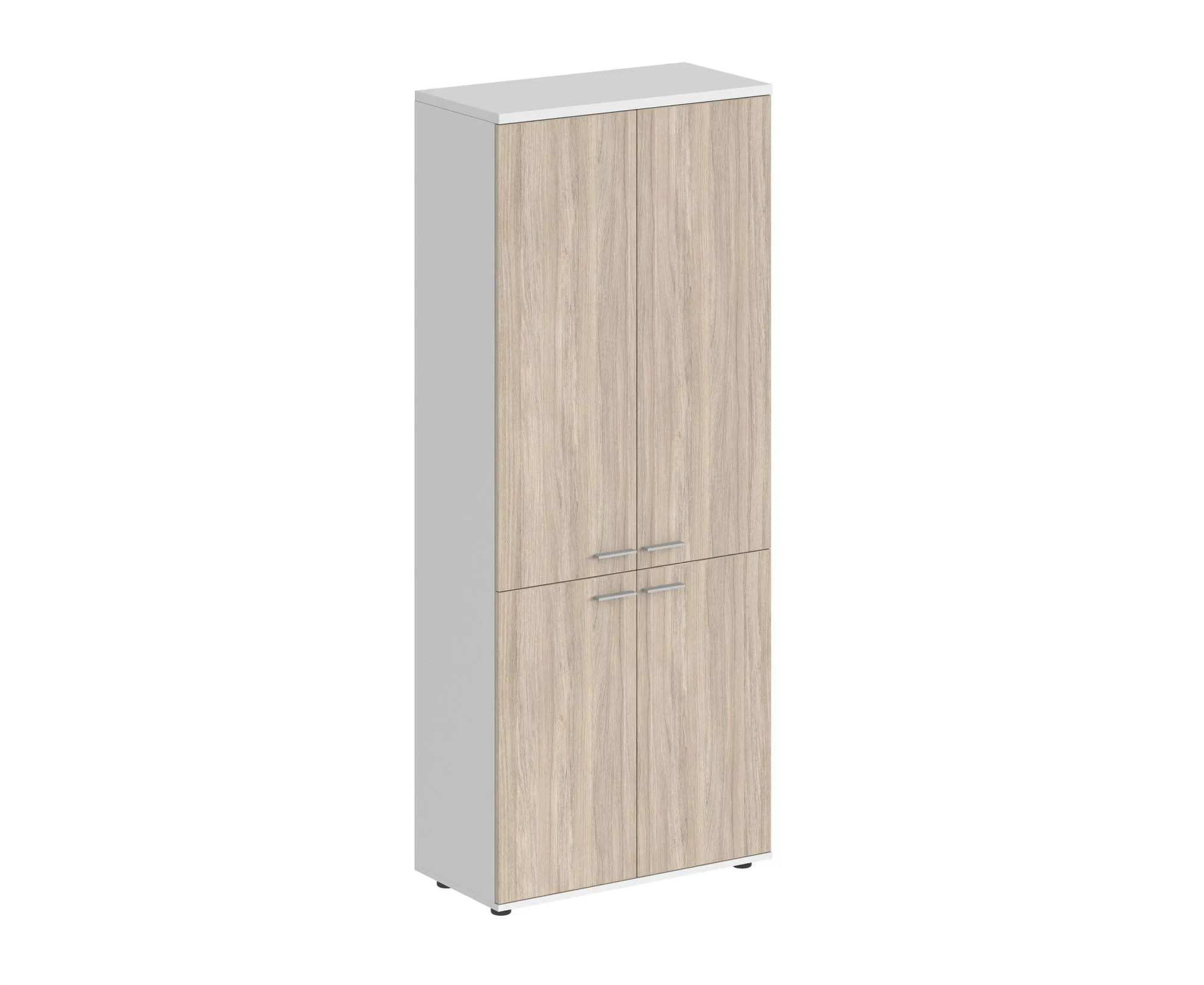 Шкаф высокий, 4-х дв., з.ст HDF, корпус белый, фасады дуб светлый, Sigma SG.801.WH.OL.OL