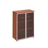 Шкаф для документов средний со стеклянными прозрачными дверьми в рамке Патриот ПТ 769