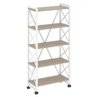 Стеллаж на колесных опорах - 5 полки VR.L-MST.K-5.8 (дуб аттик/белый)