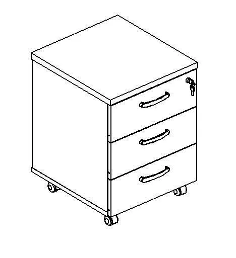 Тумба выкатная 3-ящичная с центральным замком A4 212