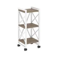 Стеллаж на колесных опорах - 3 полки VR.L-MST.K-3.4 (тиквуд темный/белый)