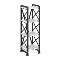 Стеллаж на колесных опорах - 4 полки VR.L-MST.K-4.4 (черный брилиант/черный)