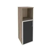 Шкаф средний узкий левый (1 низкий фасад стекло лакобель черное в раме) ONIX O.SU-2.2R(L) black