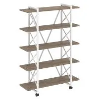 Стеллаж на колесных опорах - 5 полки VR.L-MST.K-5.8V (тиквуд темный/белый)