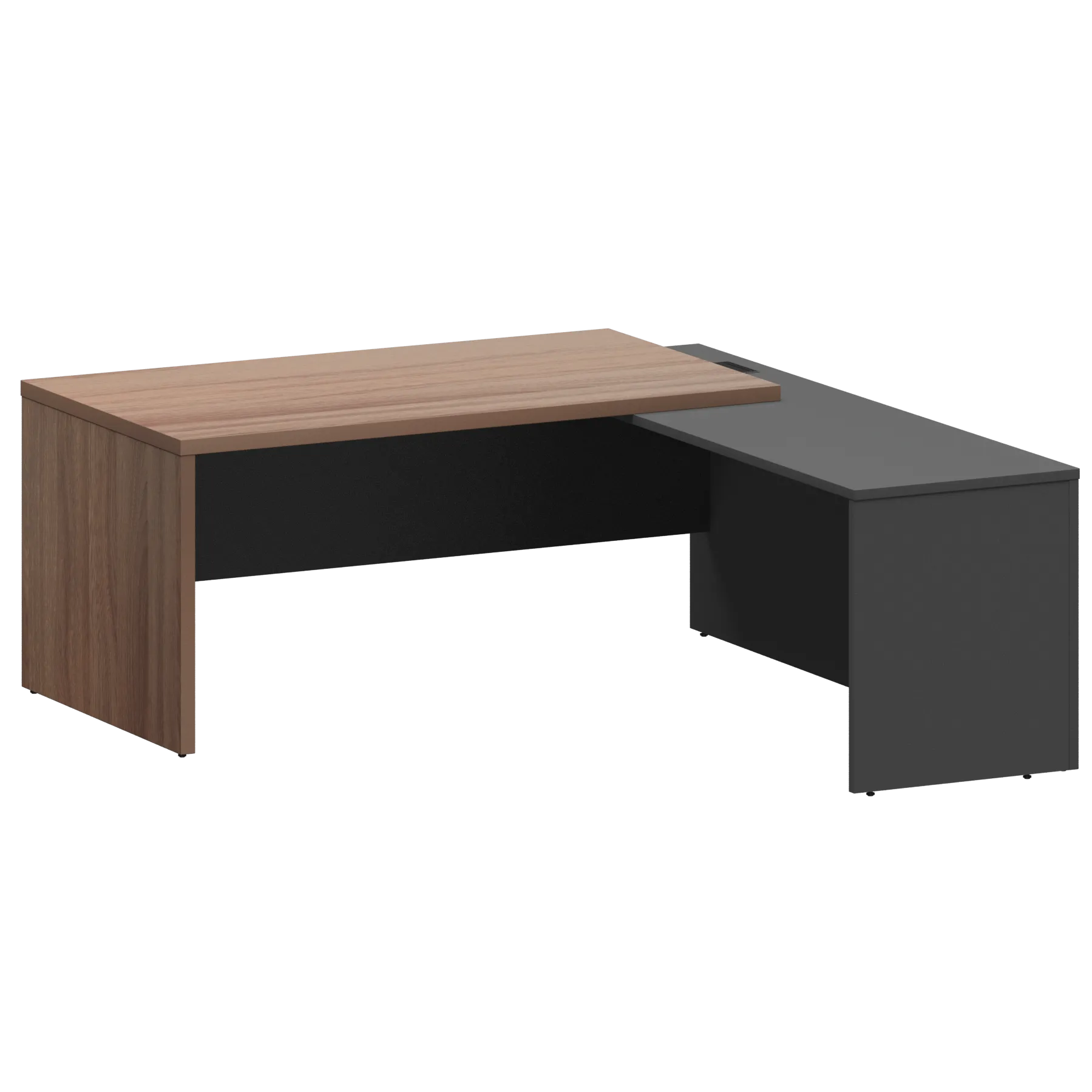 КОРТЕЗ Стол руководителя правый KZP-18R Темный шимо/Графит 1800x2000x750
