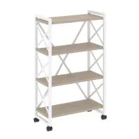 Стеллаж на колесных опорах - 4 полки VR.L-MST.K-4.8 (дуб аттик/белый)