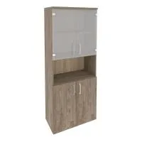 Шкаф высокий широкий (2 низких фасада ЛДСП + 2 низких фасада стекло) ONIX O.ST-1.4