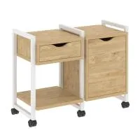 Тумба на колесных опорах наборная VR.L-TN-3.K (тиквуд светлый/белый)