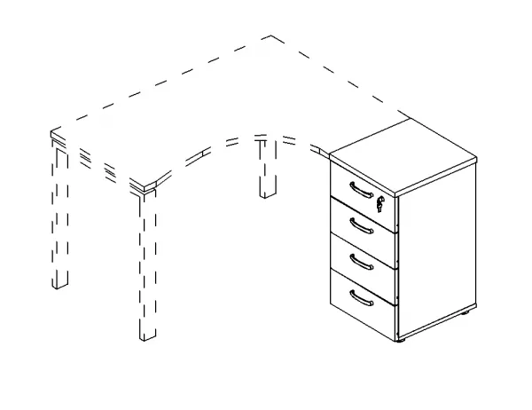Тумба приставная 4-х ящичная с замком A4 9223