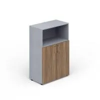 Шкаф для документов (2 двери+ниша, 2 полки, ручки - хром) Mahia Executive EMMS568