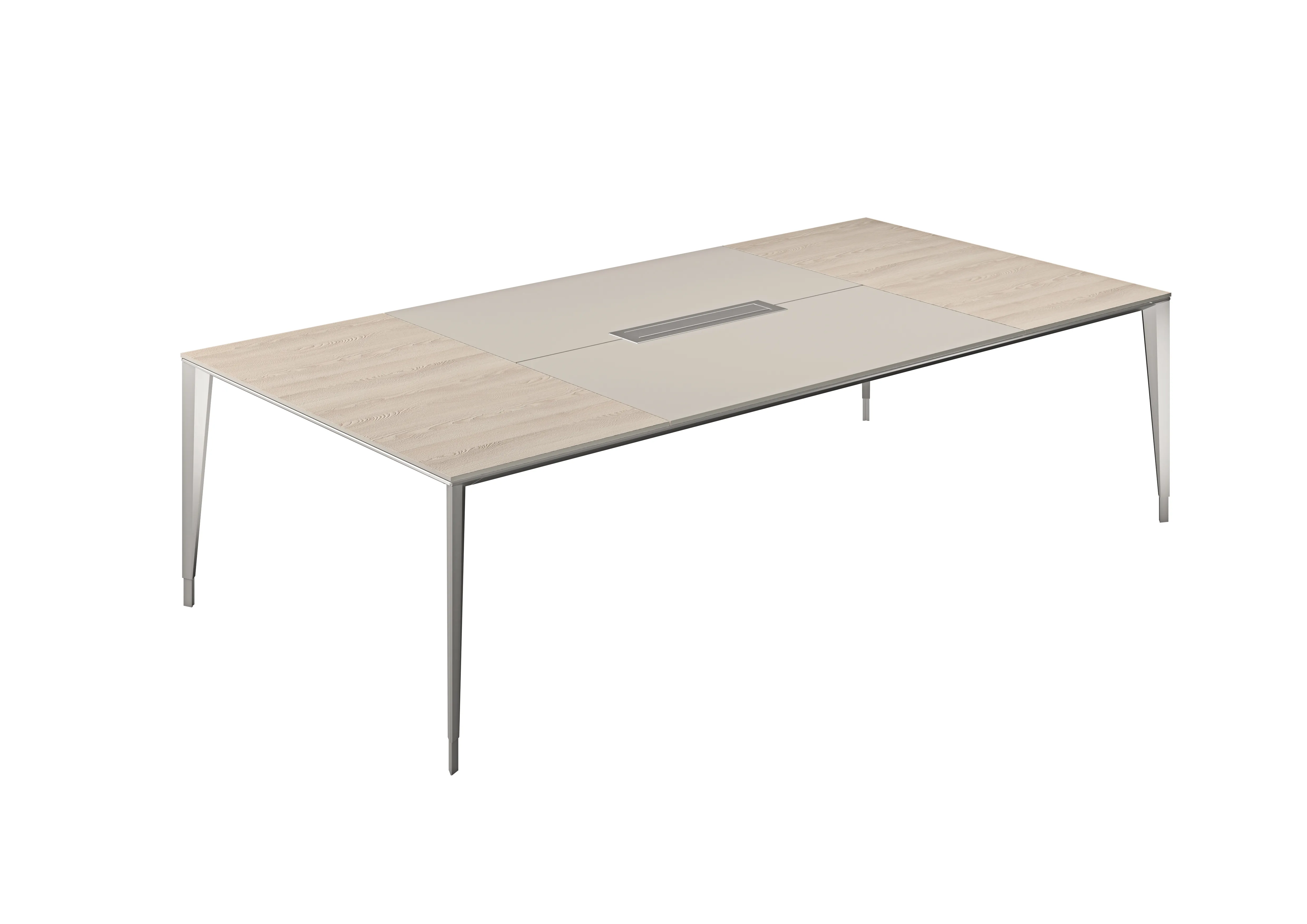 Стол конференц домино вдоль, ясень наварра, центр серый амень, мк алюминий Atlas NZ-0104.YN.GS.AL