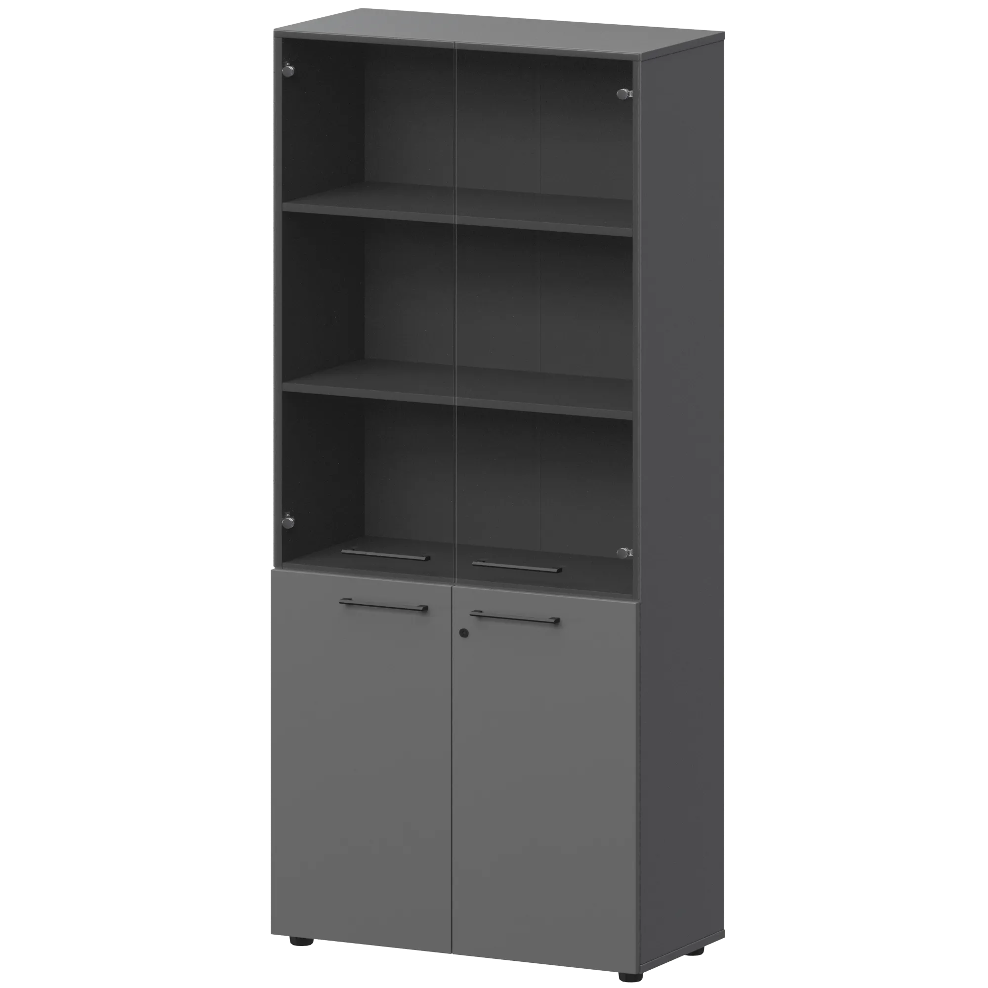 КОРТЕЗ Шкаф высокий закрытый с стеклом СМШ58.28F.38SМ Графит 792x380x1963
