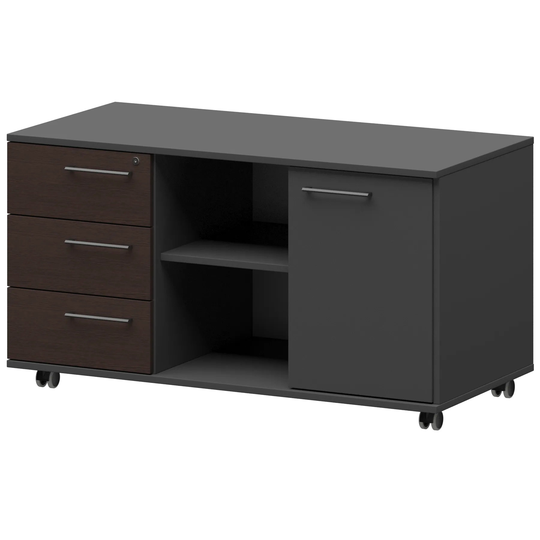 КОРТЕЗ Креденция левая KZT-62L Дуб венге/Графит 1200x568x648
