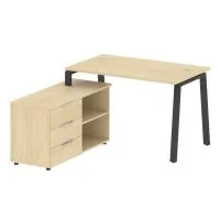 Рабочая станция на А-образном м/к с опорной тумбой левая Metal System БА.РС-СТС-2.2 Л