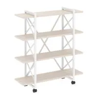 Стеллаж на колесных опорах - 4 полки VR.L-MST.K-4.8V (денвер светлый/белый)