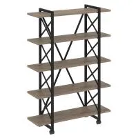 Стеллаж на колесных опорах - 5 полки VR.L-MST.K-5.8V (тиквуд темный/черный)