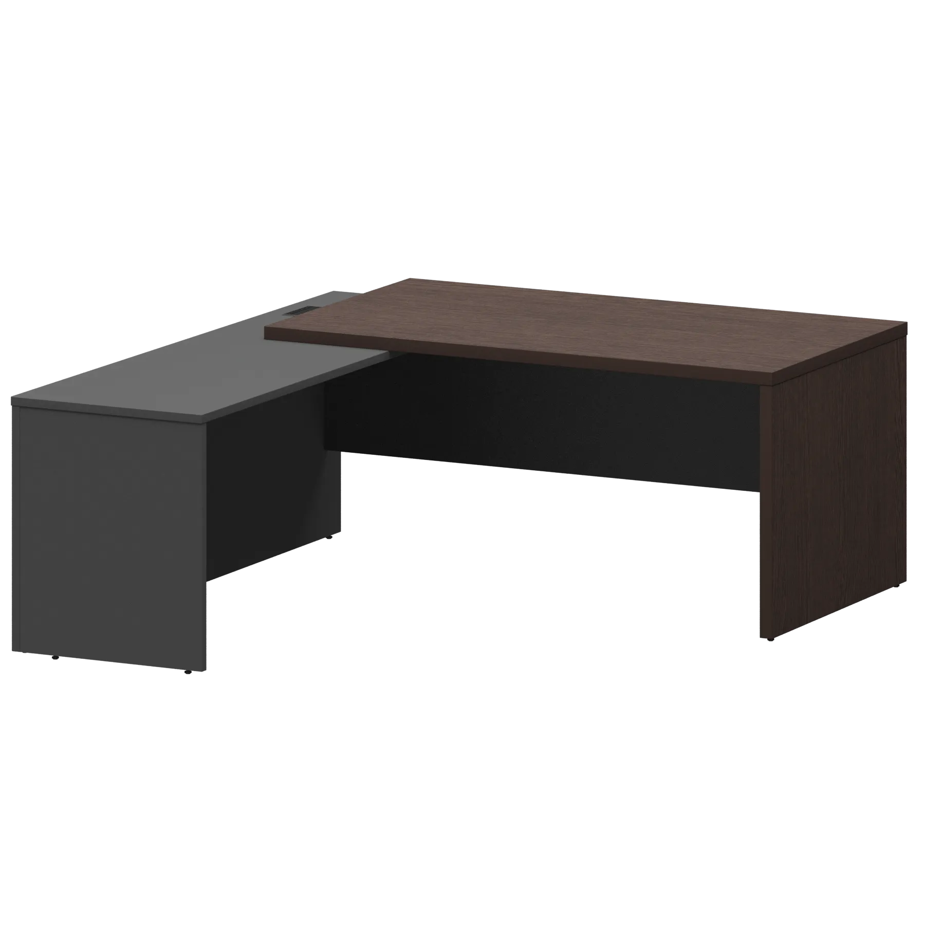 КОРТЕЗ Стол руководителя левый KZP-18L Дуб венге/Графит 1800x2000x750