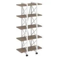 Стеллаж на колесных опорах - 5 полки VR.L-MST.K-5.4V (тиквуд темный/белый)
