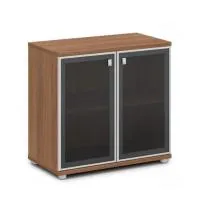 Шкаф со стеклянными дверями в алюминиевой раме низкий Vasanta V-652