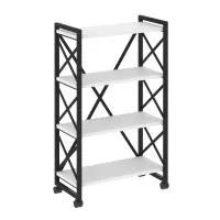 Стеллаж на колесных опорах - 4 полки VR.L-MST.K-4.8 (черный брилиант/черный)