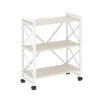 Стеллаж на колесных опорах - 3 полки VR.L-MST.K-3.8 (денвер светлый/белый)
